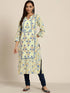 Women Blue Pure Cotton Floral Print Straight Kurta